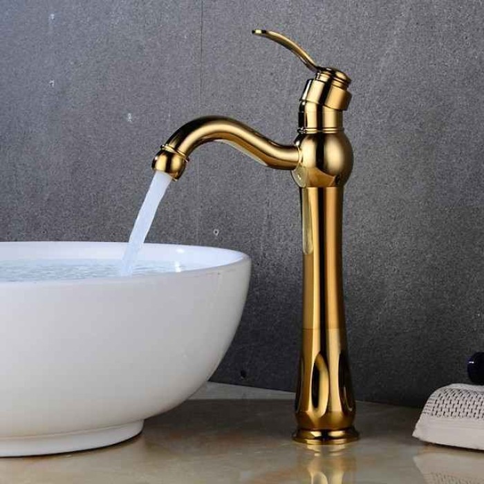 Bathroom Sink Faucet - Classic Electroplated Centerset Single Handle One HoleBath Taps