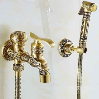 Bathroom Bidet Shower Sprayer Brass Toilet Douche Hygienic Cleaning Head Set Tap