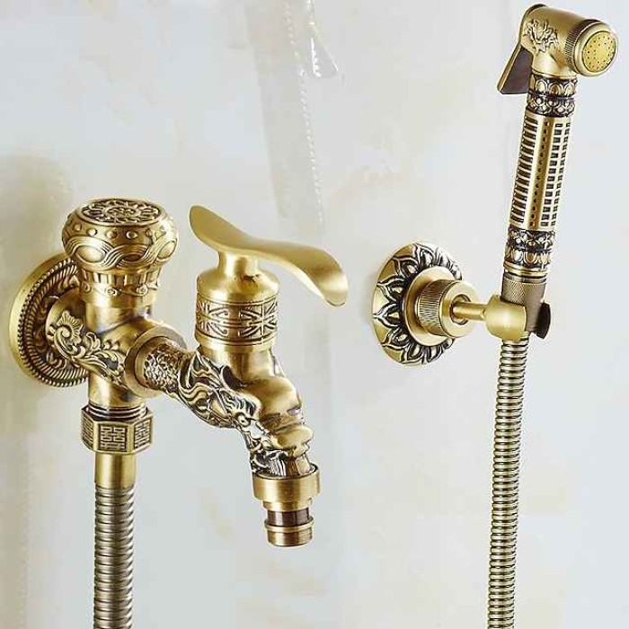 Bathroom Bidet Shower Sprayer Brass Toilet Douche Hygienic Cleaning Head Set Tap