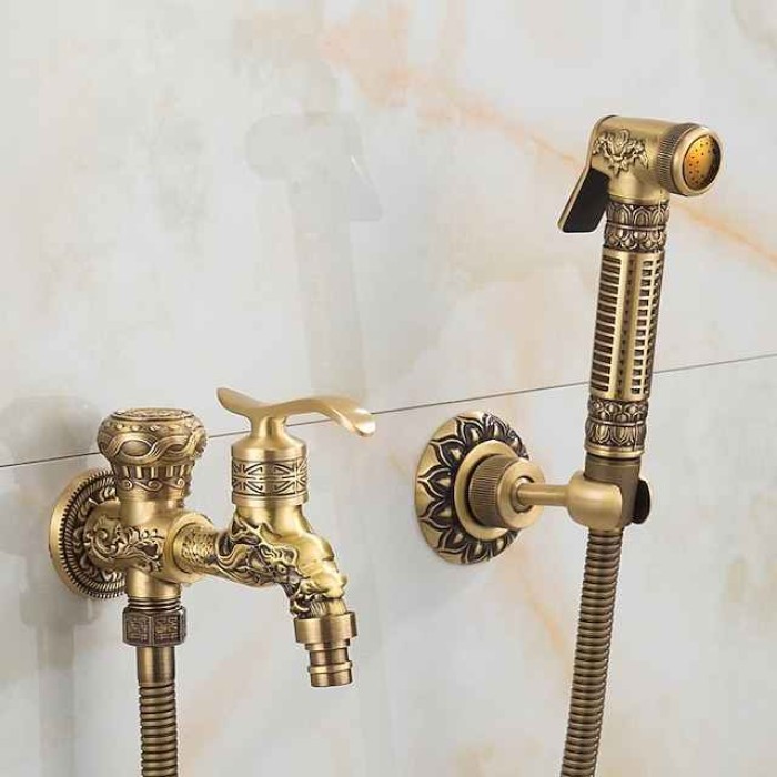 Bathroom Bidet Shower Sprayer Brass Toilet Douche Hygienic Cleaning Head Set Tap