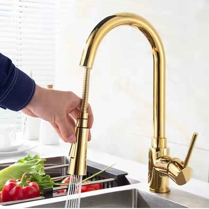 Kitchen faucet - Single Handle One Hole Electroplated Pull-out / Pull-down Centerset Modern Contemporary Kitchen Taps