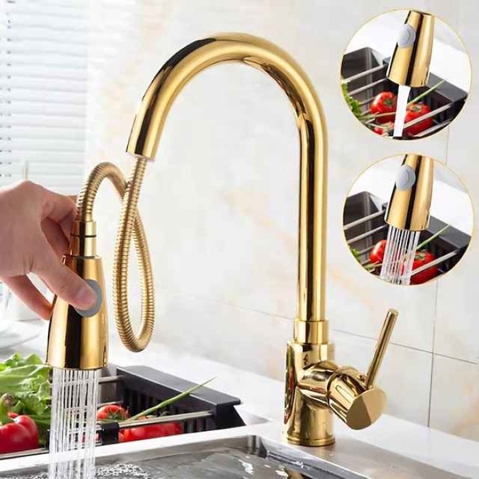 Kitchen faucet - Single Handle One Hole Electroplated Pull-out / Pull-down Centerset Modern Contemporary Kitchen Taps