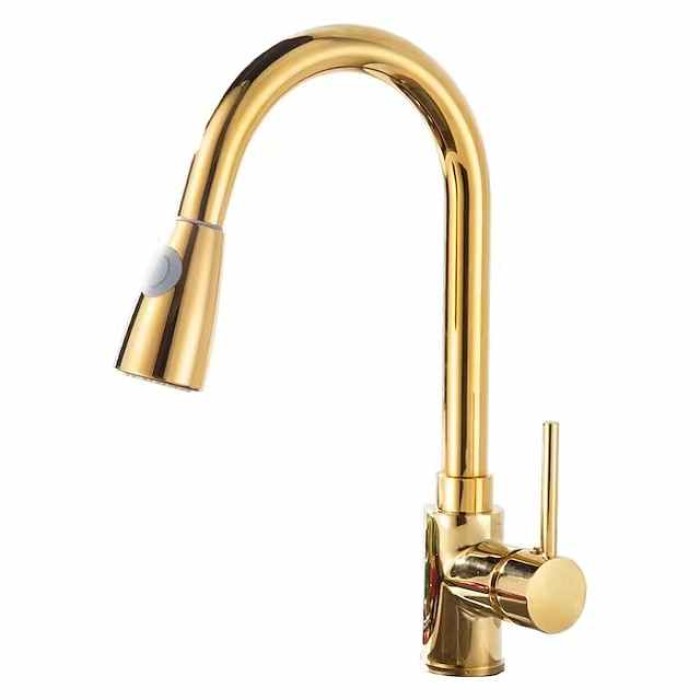 Kitchen faucet - Single Handle One Hole Electroplated Pull-out / Pull-down Centerset Modern Contemporary Kitchen Taps