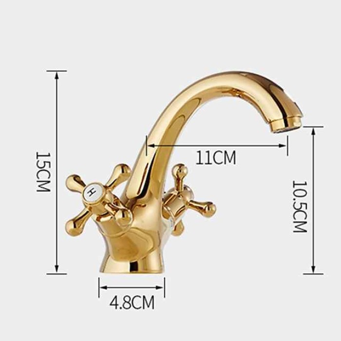 Bathroom Sink Faucet,Classic Electroplated / Painted Finishes Centerset Two Handles One Hole Bath Taps