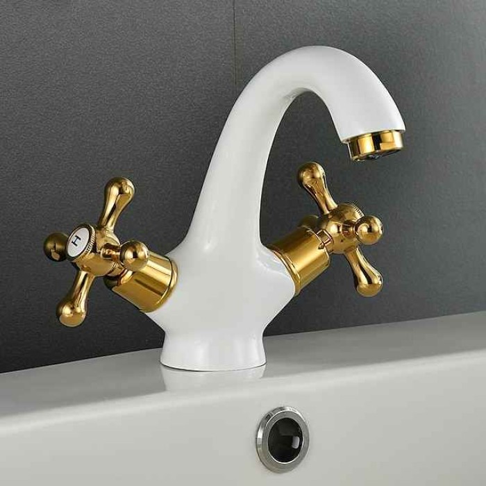 Bathroom Sink Faucet,Classic Electroplated / Painted Finishes Centerset Two Handles One Hole Bath Taps