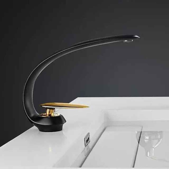 Bathroom Sink Faucet - Classic Oil-rubbed Bronze / Nickel Brushed / Electroplated Centerset Single Handle One HoleBath Taps