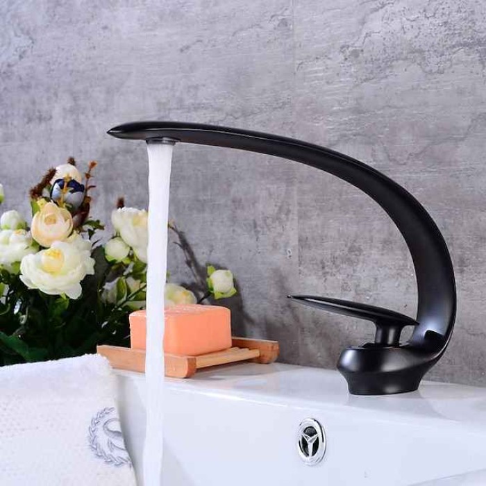 Bathroom Sink Faucet - Classic Oil-rubbed Bronze / Nickel Brushed / Electroplated Centerset Single Handle One HoleBath Taps