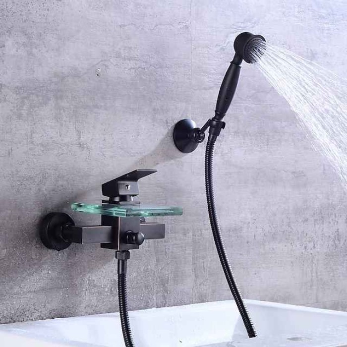 Bathtub Faucet - Modern Contemporary Electroplated Wall Installation Ceramic Valve Bath Shower Mixer Taps