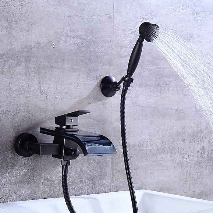 Bathtub Faucet - Modern Contemporary Electroplated Wall Installation Ceramic Valve Bath Shower Mixer Taps