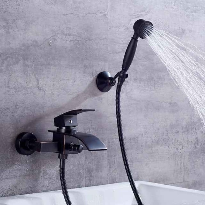 Bathtub Faucet - Modern Contemporary Electroplated Wall Installation Ceramic Valve Bath Shower Mixer Taps