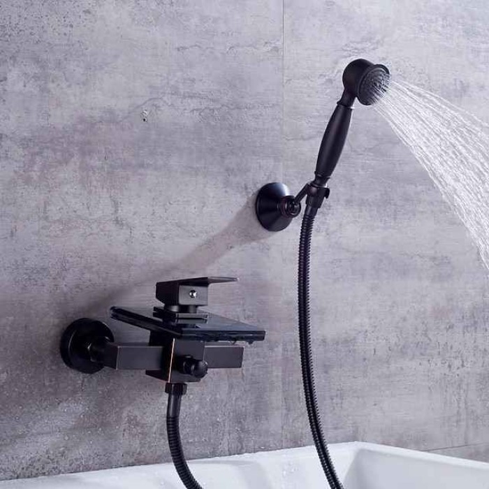 Bathtub Faucet - Modern Contemporary Electroplated Wall Installation Ceramic Valve Bath Shower Mixer Taps