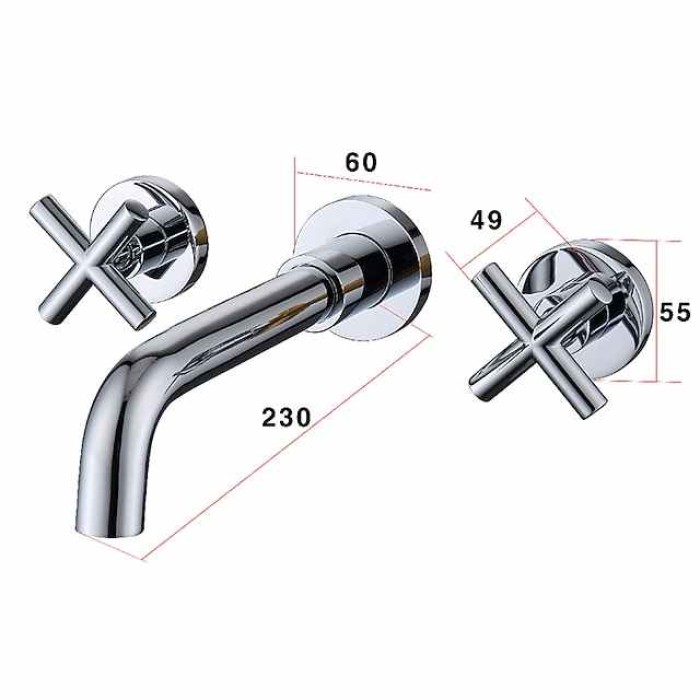 Matte Black/Chrome/Brushed Gold Bathroom Faucet Double Handle Wall Mount Bathroom Sink Faucet   With 360 Degree Rotating Spout