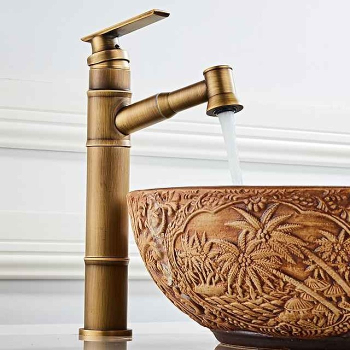 ORB Bathroom Sink Faucet,Pull out Spray Antique Brass Single Handle One Hole Bath Taps