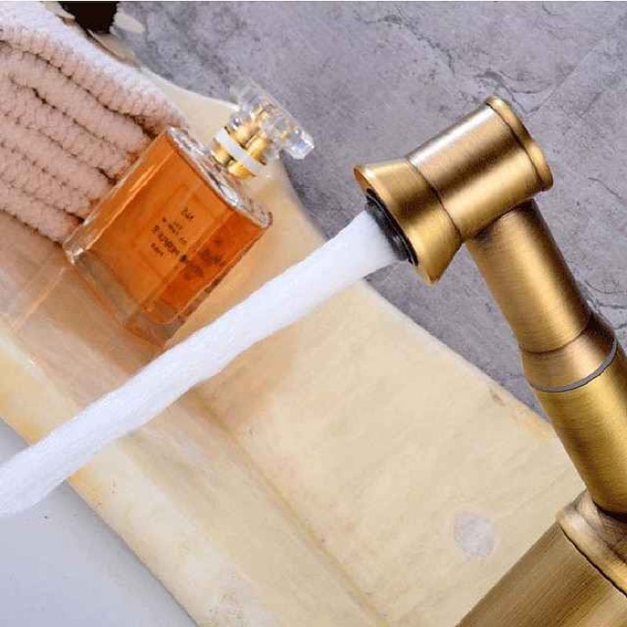 ORB Bathroom Sink Faucet,Pull out Spray Antique Brass Single Handle One Hole Bath Taps