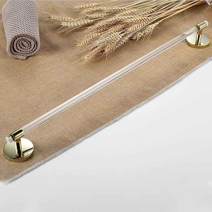 Acrylic Towel Rack 30cm-60cm Extended Wall Hanging Perforated Gold Bathroom Cool Towel Pole Light Luxury Wind Toilet Pendant