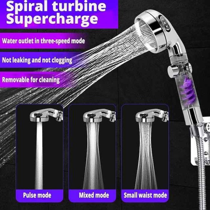 Shower Head High Pressure 3-Function SPA Shower Head With Switch On/Off Button Filter Bath Head Water Saving Shower Bathroom