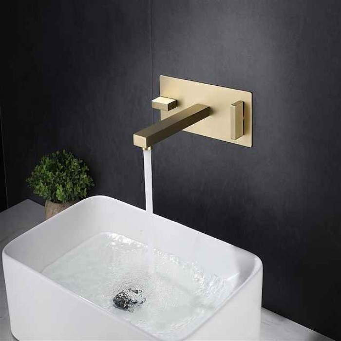 Bathroom Sink Faucet - Classic / Wall Mount Electroplated / Painted Finishes Mount Inside Two Handles One HoleBath Taps