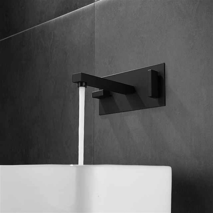 Bathroom Sink Faucet - Classic / Wall Mount Electroplated / Painted Finishes Mount Inside Two Handles One HoleBath Taps