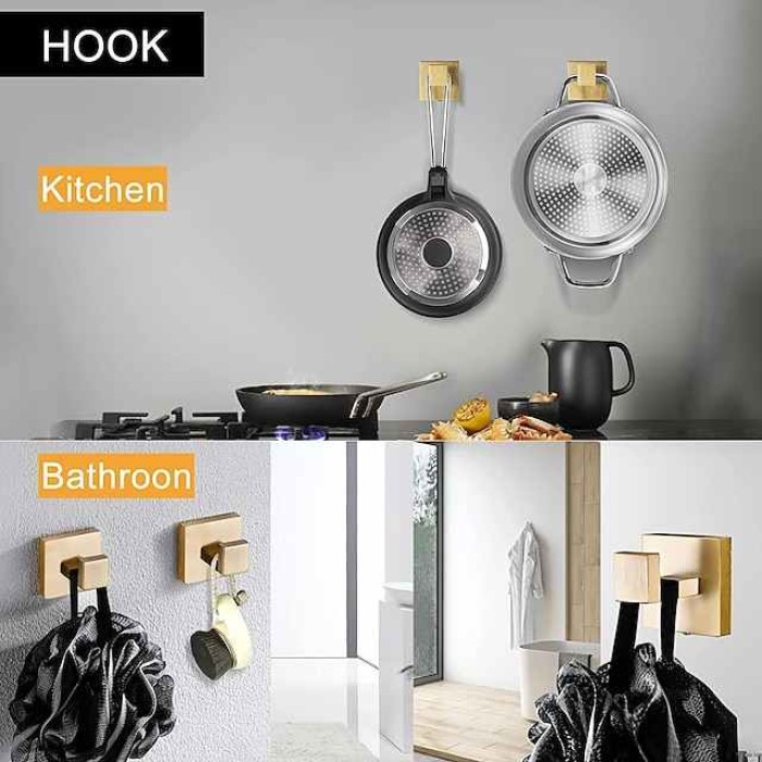 5 Pieces Bathroom Hardware Accessories Set Matte Black Towel Bar Set 2-Hooks Toilet Paper Holder Towel Ring Wall Mounted Stainless Steel 24-Inch Gold Brushed Nickel Chrome