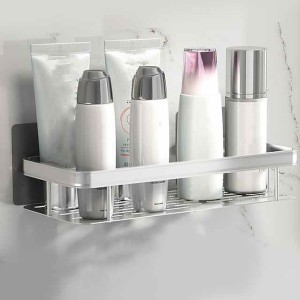 Bathroom Storage Rack Bathroom Storage Rack Upper Storage Cabinet Towel Hanging Below No Need to Drill Holes to Save Space Wall Mounted Design (Silver)