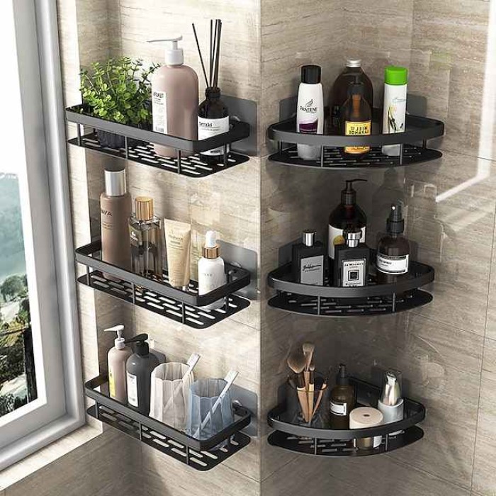 Bathroom Triangle Basket Suction Cup Wall Type Space Aluminum Shower Room Triangle Non Perforated Toilet Corner Shelf