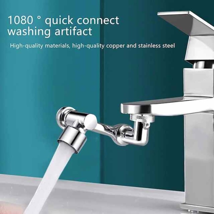 Faucet Extender 1080 Degree Extension, Universal Faucet Aerator Splash Kitchen Tap Filter Nozzle Bubbler Bathroom Kitchen Washroom 2 Spray Modes Faucet Aerator Attachment