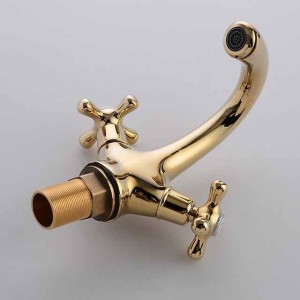 Brass Bathroom Sink Faucet,Centerset Ti-PVD Centerset Two Handles One Hole Bath Taps with Cold and Hot Switch