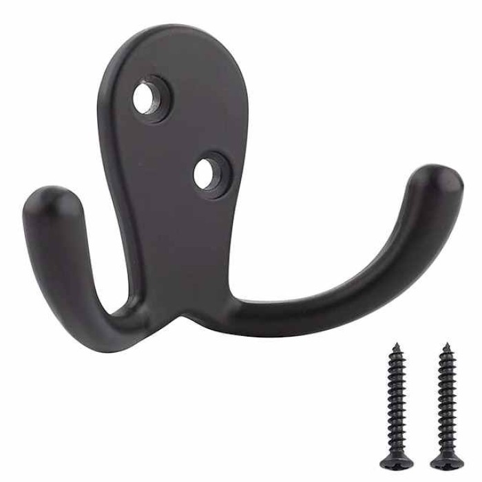 8 Pack Bigger Heavy Duty Double Prong Coat Hooks Wall Mounted with 16 Screws Retro Double Robe Hooks Utility Hooks for Coat Scarf Bag Towel Key Cap Cup Hat