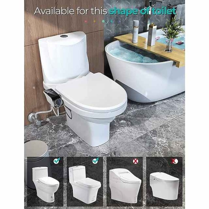 Bidet Attachment for Toilet - Self Cleaning Dual Nozzle, Non-Electric Bidet, Warm Fresh Water Bidet Sprayer With Pressure Controls