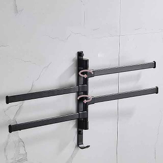 Rotating Towel Rack Black Space Aluminum Toilet Toilet Toilet Folding Bathroom Towel Bar