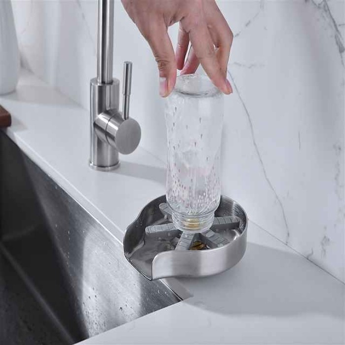 Stainless Steel Glass Rinser for Kitchen Sink, Glass Bottle Cup Washer for Sink Cup Rinser Clean Sink Attachment Accessories for Baby Bottle, Bar Wine Glass, and More Cups