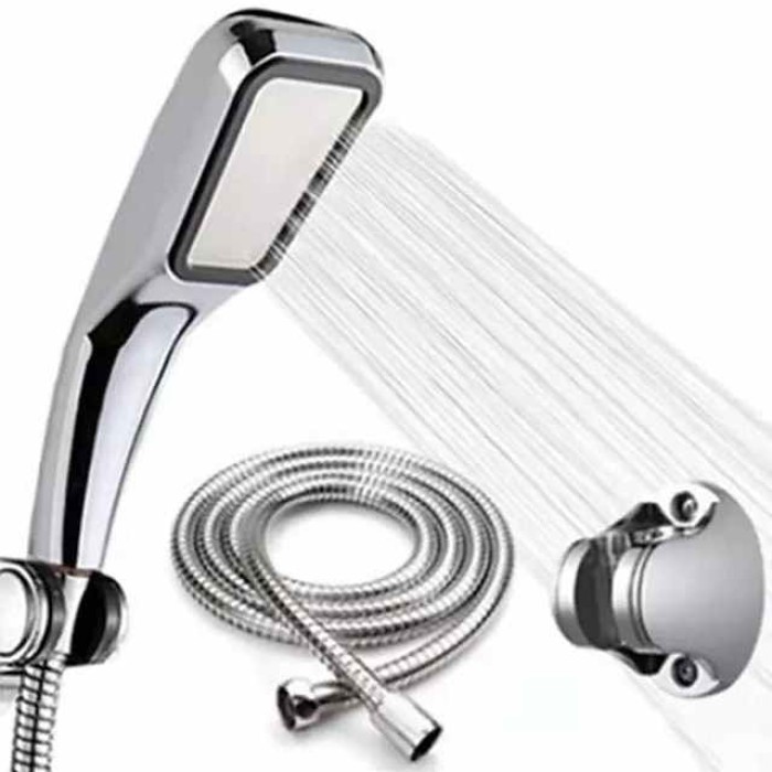 Shower Faucet,300 Holes Shower Head Bracket Hose Set High Pressure Rainfall Water Saving Flow with Chrome Spray Water Saving Bathroom Fixture Accessories