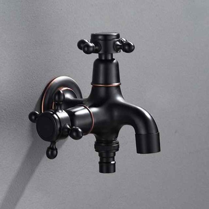 Washing Machine Faucet Retro All-Copper Quick-Opening Single Cold Water Faucet One-In And Two-Out Dual-Use Booster Tap Faucet