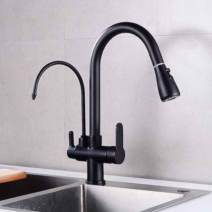 Kitchen faucet - Two Handles One Hole Electroplated / Painted Finishes Pull-out / Pull-down / Tall / High Arc / Purified water Centerset Modern Contemporary Kitchen Taps