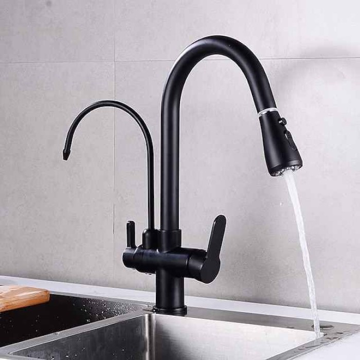 Kitchen faucet - Two Handles One Hole Electroplated / Painted Finishes Pull-out / Pull-down / Tall / High Arc / Purified water Centerset Modern Contemporary Kitchen Taps