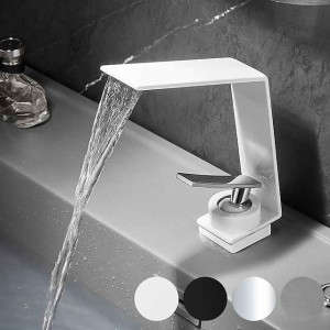 Bathroom Sink Faucet - Waterfall Electroplated / Painted Finishes Centerset Single Handle One HoleBath Taps