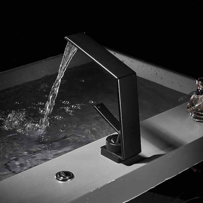 Bathroom Sink Faucet - Waterfall Electroplated / Painted Finishes Centerset Single Handle One HoleBath Taps