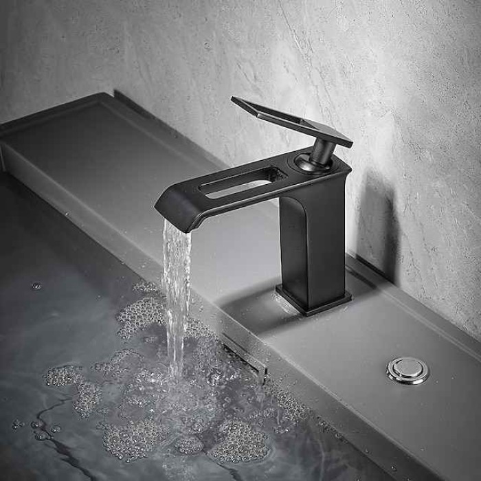 Bathroom Sink Faucet - Waterfall Electroplated / Painted Finishes Centerset Single Handle One HoleBath Taps