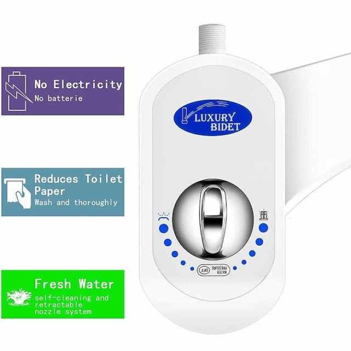 Bidet Attachment,Non-Electric Cold Water Bidet Toilet Seat Attachment with Pressure Controls