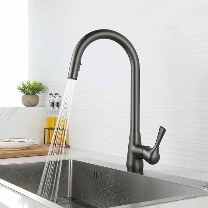 Kitchen Faucet with Pull-out Spray - Single Handle One Hole Electroplated / Painted Finishes Pull-out / Pull-down / Standard Spout / Tall / High Arc Centerset Modern Contemporary Kitchen Taps