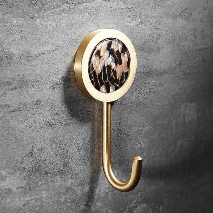 Punch-Free Shell Brass Clothes Hook Bathroom Wall Hook Clothes Hook Toilet Toilet Single Hook