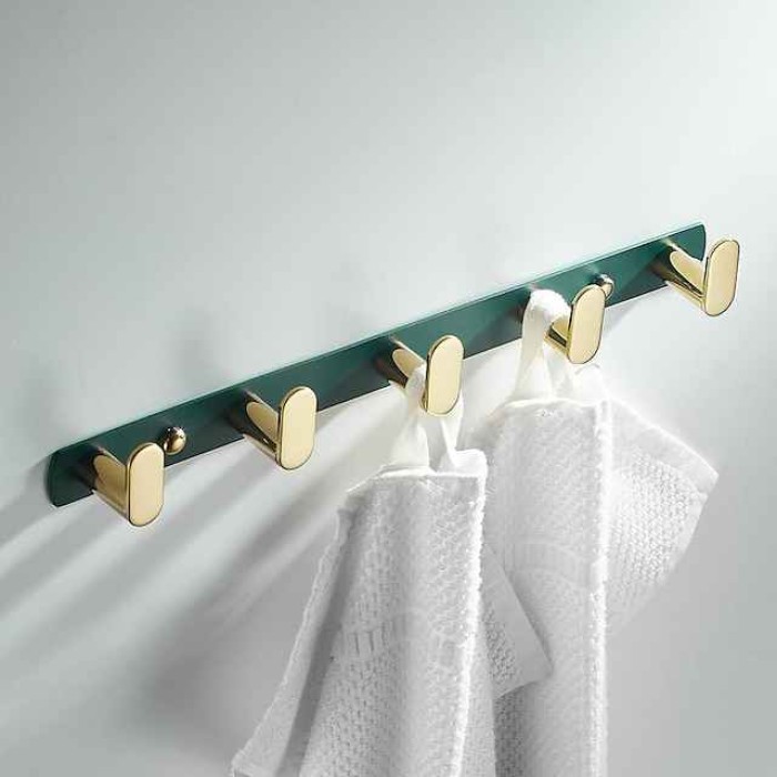 Green Gold Row Hook New Bathroom Toilet Hook Towel Hook Fitting Room Coat Wall Coat Hook Wall Hook Punch Hole