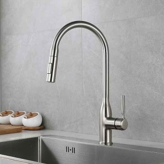 Kitchen faucet - Single Handle One Hole Nickel Brushed / Electroplated / Painted Finishes Pull-out / Pull-down / Standard Spout / Tall / High Arc Centerset Modern Contemporary Kitchen Taps