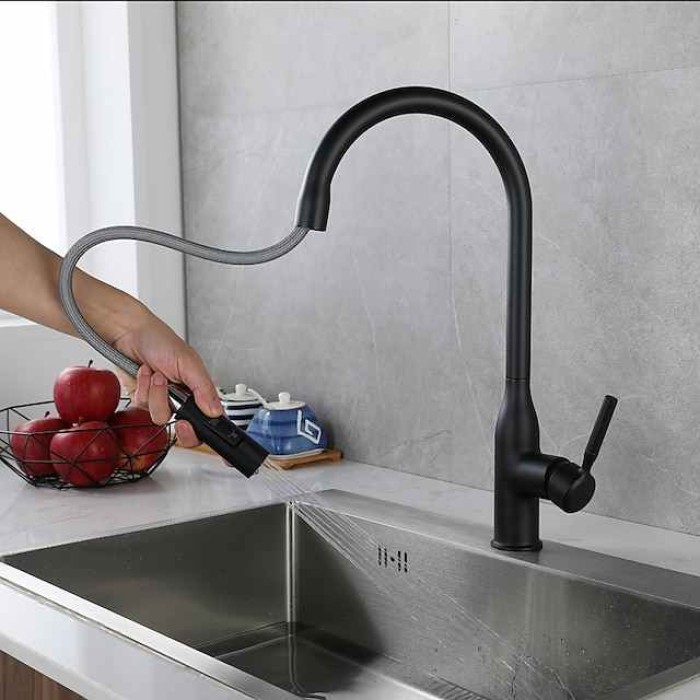 Kitchen faucet - Single Handle One Hole Nickel Brushed / Electroplated / Painted Finishes Pull-out / Pull-down / Standard Spout / Tall / High Arc Centerset Modern Contemporary Kitchen Taps