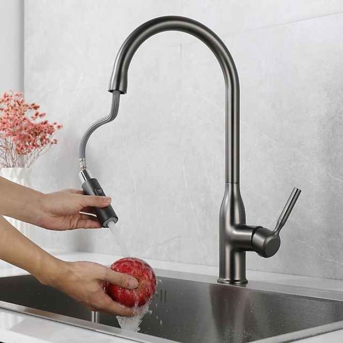 Kitchen faucet - Single Handle One Hole Nickel Brushed / Electroplated / Painted Finishes Pull-out / Pull-down / Standard Spout / Tall / High Arc Centerset Modern Contemporary Kitchen Taps