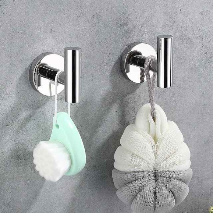 2PCS Robe Hooks Wall Mounted Clothes Hooks 304 Stainless Steel High Bearing Capacity Hooks for Bathroom/Kitchen