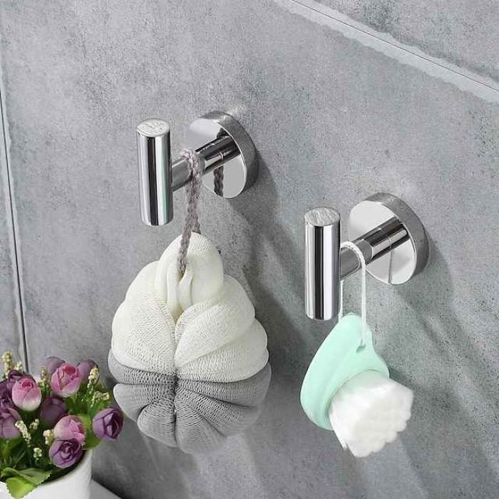 2PCS Robe Hooks Wall Mounted Clothes Hooks 304 Stainless Steel High Bearing Capacity Hooks for Bathroom/Kitchen