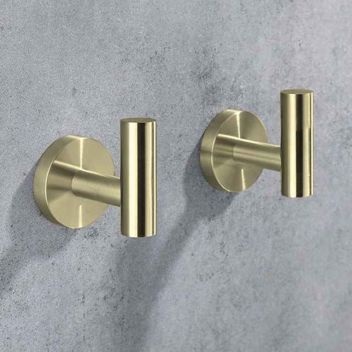 2PCS Robe Hooks Wall Mounted Clothes Hooks 304 Stainless Steel High Bearing Capacity Hooks for Bathroom/Kitchen