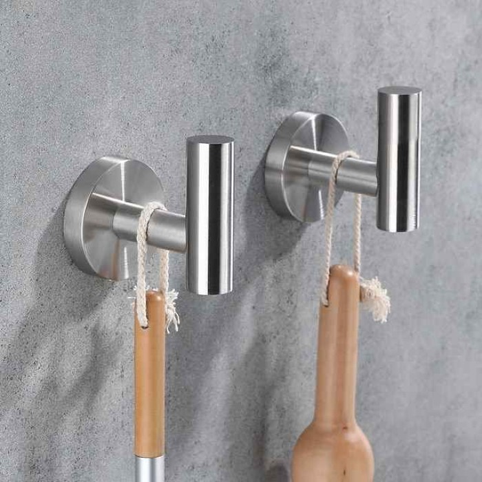 2PCS Robe Hooks Wall Mounted Clothes Hooks 304 Stainless Steel High Bearing Capacity Hooks for Bathroom/Kitchen