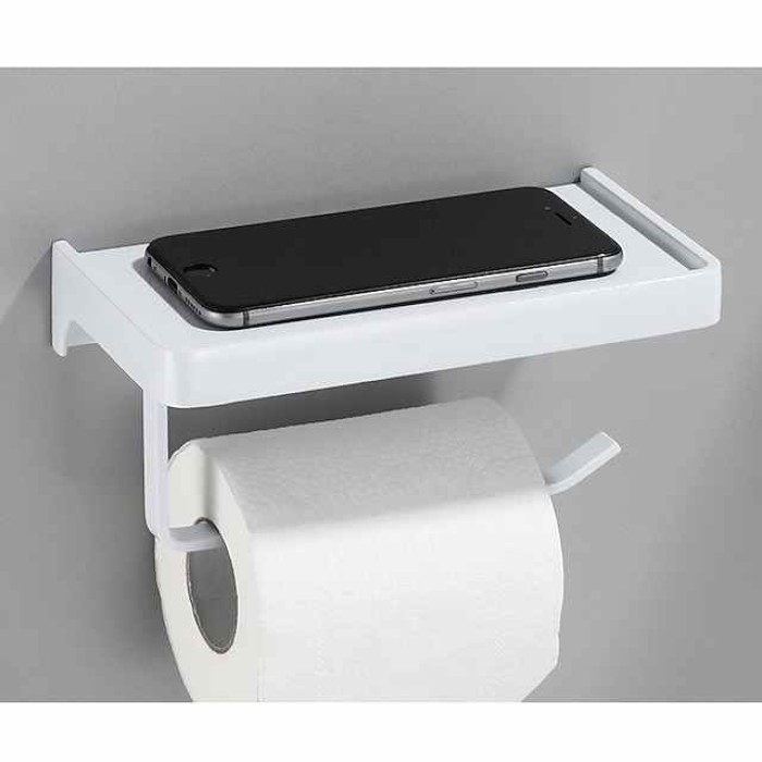 Bathroom Toilet Paper Holder Black Silver Gold Tissue Phone Rack Wall Mounted Space Aluminum WC Shower Paper Holder with Shelf